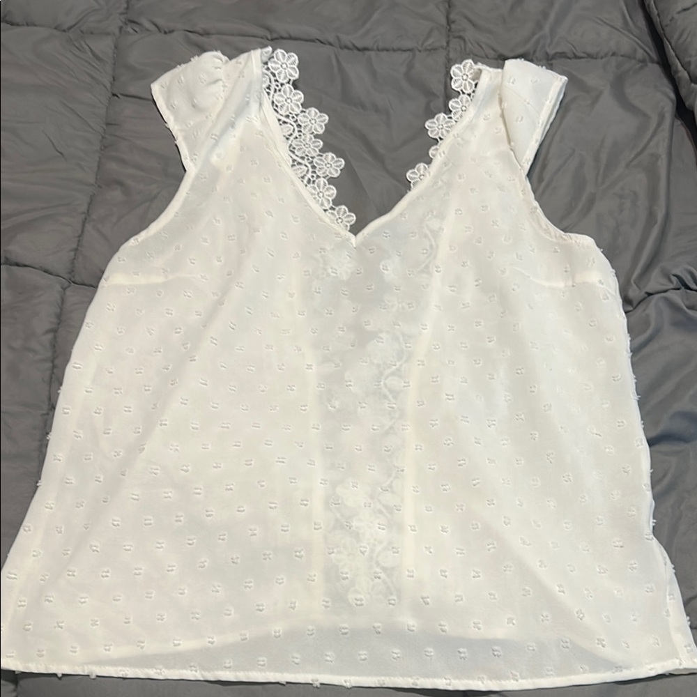 Elegant White Lace Trim Blouse